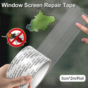 Mesh Roll Tape Window Screen Repair Patch – Strong Self-Adhesive Fiberglass Mesh, Easy DIY Screen Repair Tape For Windows & Doors