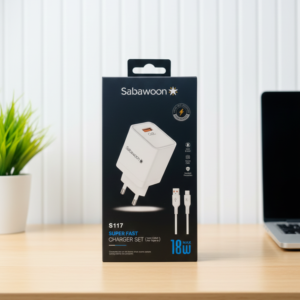 Sabawoon S117 Charger | 18W Fast Charging | 100% Original Quality | Adaptor with Type‑C Cable