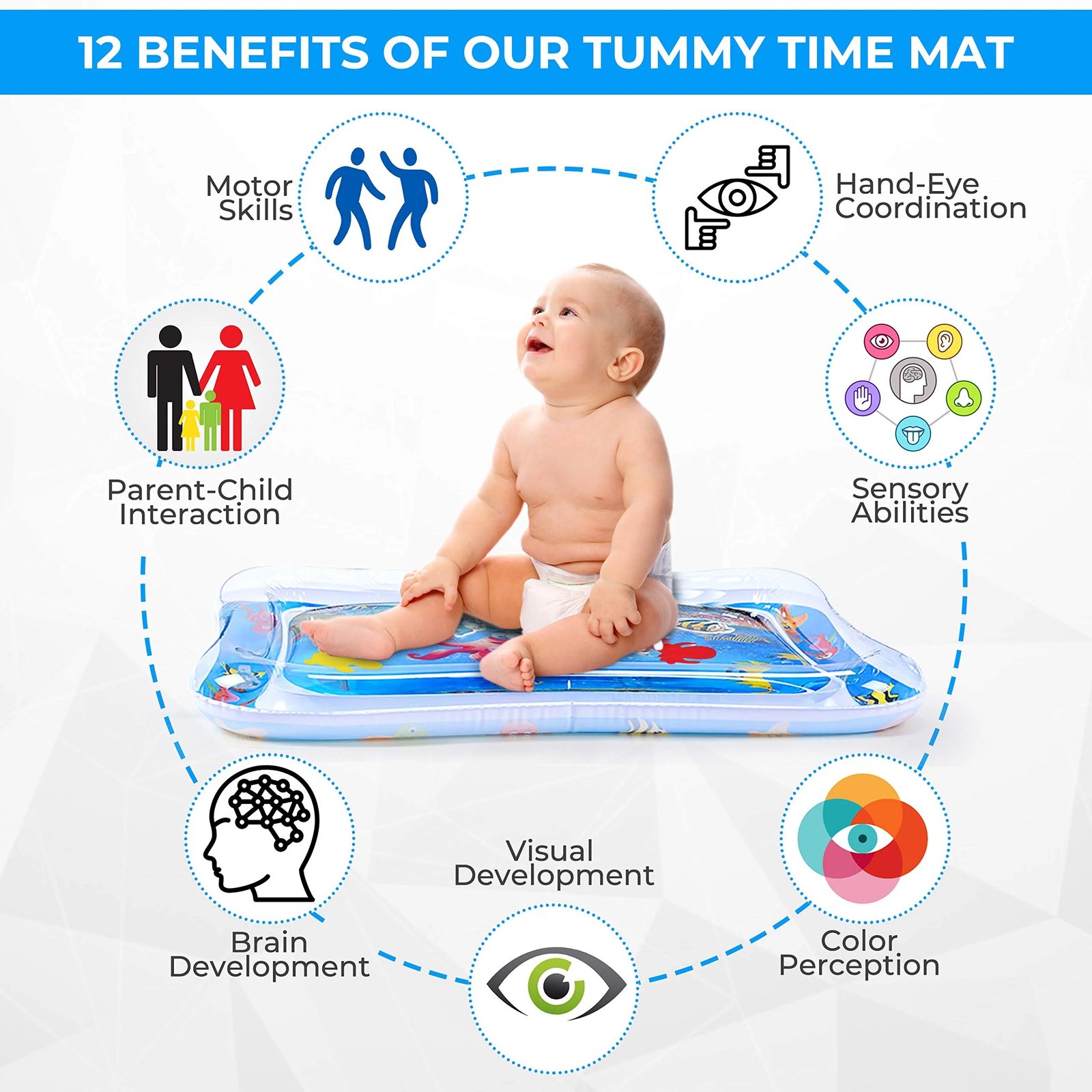 Inflatable Water Play Mat – Premium Baby Toy for Infants & Toddlers (3–24 Months), Muscle Strengthening & Sensory Development, 27.4x21.5x2.2 inch (Random Color) - Image 4