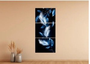 Set Of 3 Leaf Art Wooden Frames For Wall Decoration / Sticky Photo Tiles
