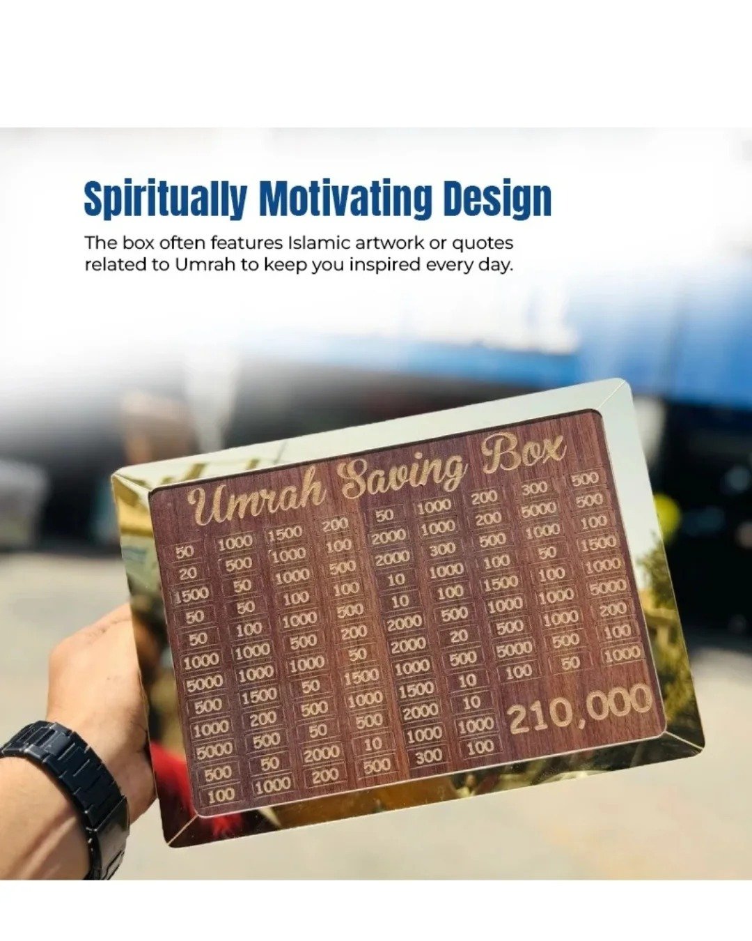 Umrah Saving Box - Box For Umrah Saving | Umrah Saving Box Wooden Money Box for Umrah - 210,000 - Image 4