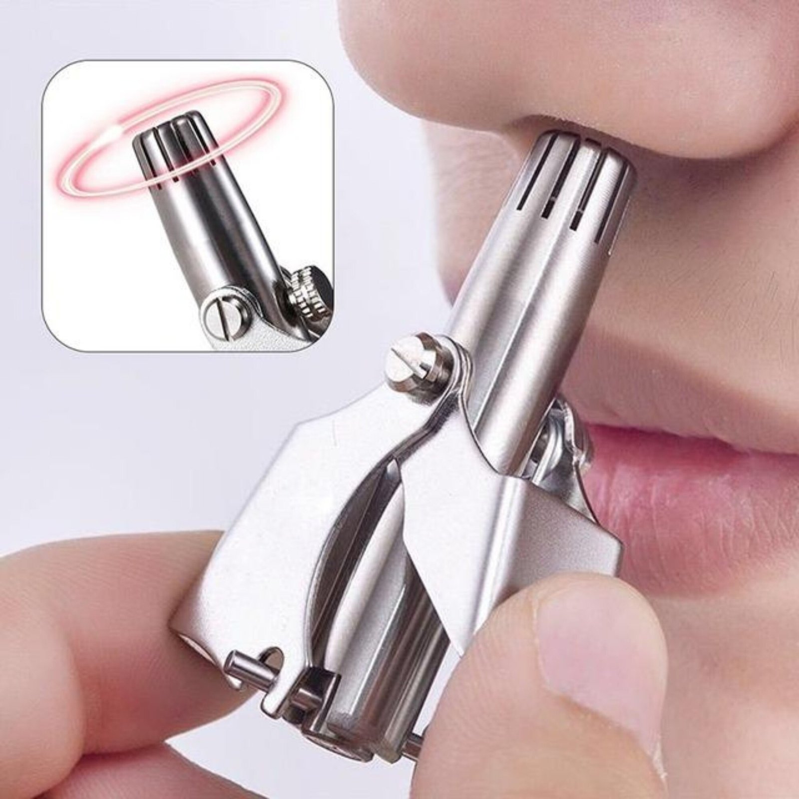 Mini Portable Stainless Steel Nose Hair Trimmer | Manual Grooming Tool | Safe & Durable - Image 3