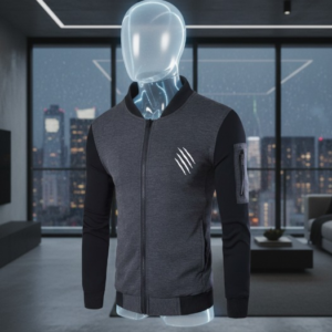 New Winter Collection Charcoal Grey Printed Zipper Jacket for Men & Boys – Premium French Fleece, Smart Fit, Stylish & Comfortable Winter Wear