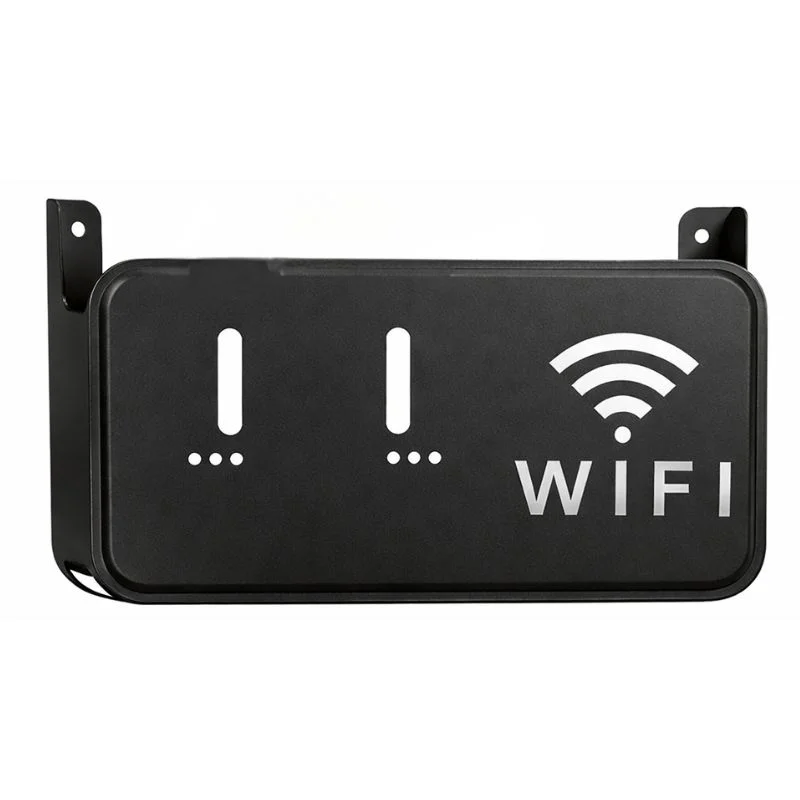 Black WiFi Router Storage Box & Wall Mount Shelf Universal Cable Organizer | Space-Saving Holder for Modem, Set-Top Box & Smart Devices | Home & Office Use