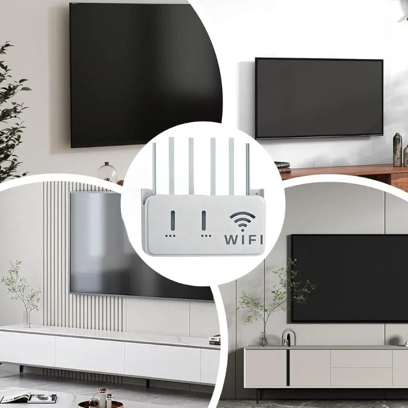 Light Gray WiFi Router Storage Box & Wall Mount Shelf Universal Cable Organizer | Space-Saving Holder for Modem, Set-Top Box & Smart Devices | Home & Office Use - Image 3
