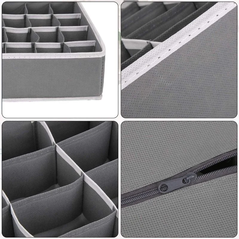 Storage Organizer with Lid | Foldable Drawer Divider | 24 Cells | Non-Woven Fabric | Random Colors - Image 6