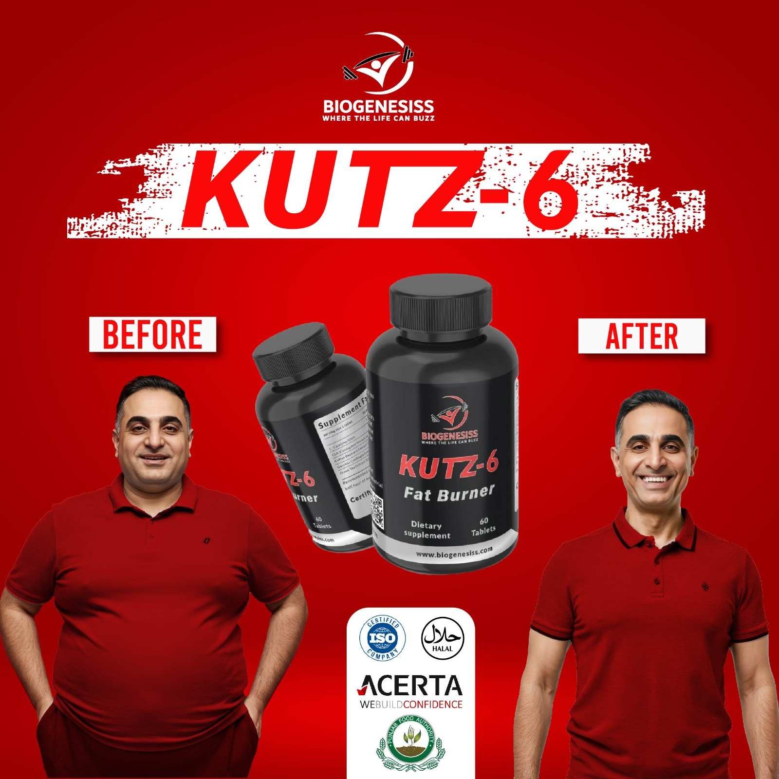 BIOGENESISS KUTZ-6 Extreme Thermogenic Fat Burner – Advanced Metabolic Support & Energy Booster for Weight Management (60 Dietary Tablets) - Image 3