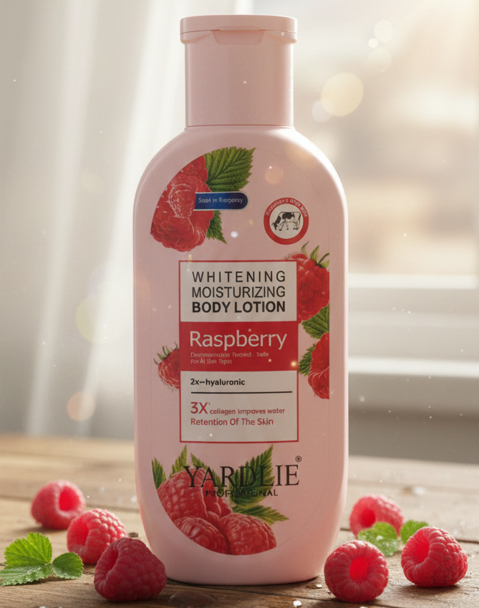 Yardlie Professional Raspberry Whitening & Moisturizing Body Lotion: Enhanced Hydration and Radiance Formula with Hyaluronic Acid and Collagen - Image 2