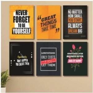 Set of 6 Wooden Photo Tile Wall Art Frames (8×11 Inches) – High-Quality MDF Spiritual Wall Décor with Easy Stick Back