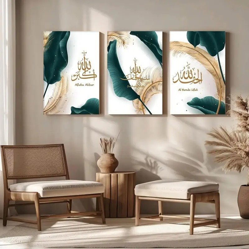 Set of 3 wall art sticky wooden canvas frames for home decore / sticky phototiles