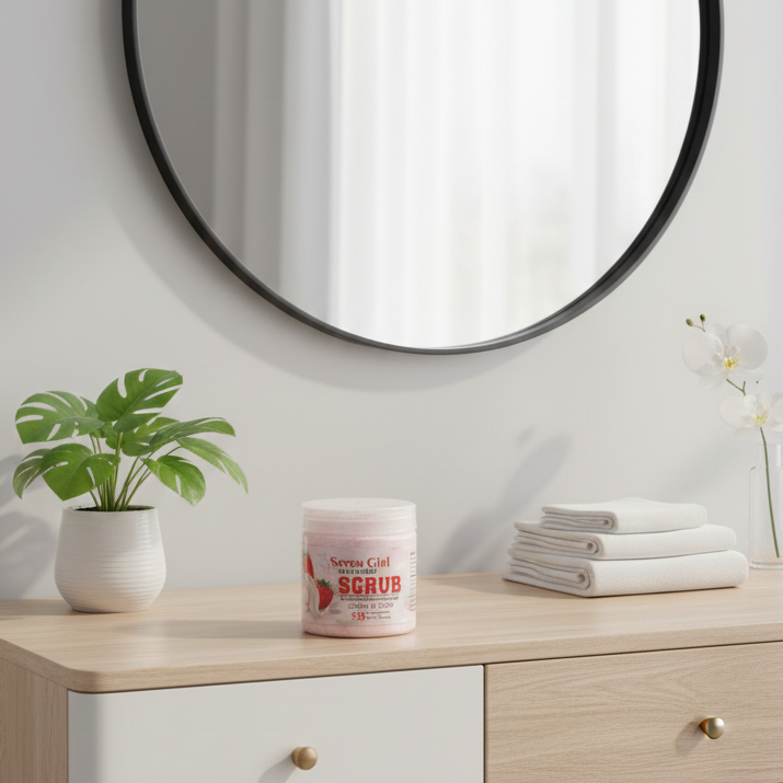 Seven Girl Whitening Scrub Strawberry Moisturise Care – Big Size - Image 4