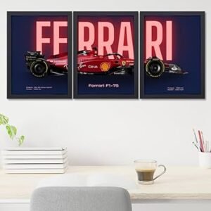 3 Pc Ferrari Wall Décor Photo Tiles | Elegant Design | Self‑Adhesive Double Tape | Size 8x11 | Premium Finish