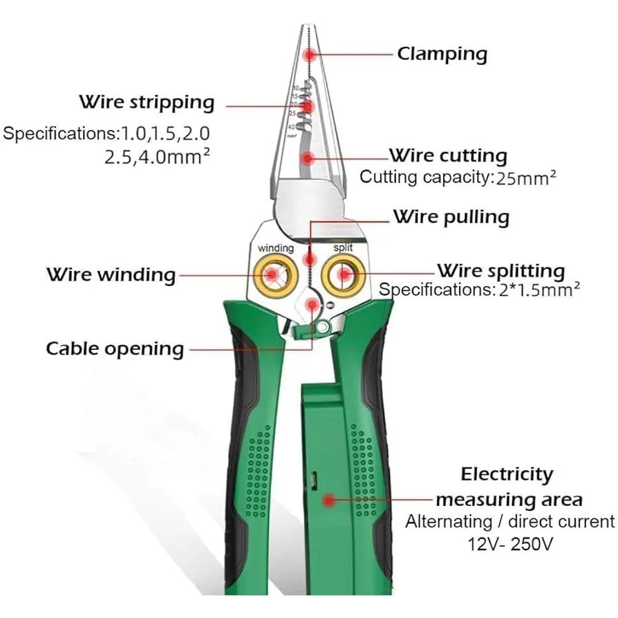 8-in-1 Wire Stripper & Voltage Tester – Multi-Purpose Electrical Tool for Professionals - Image 3