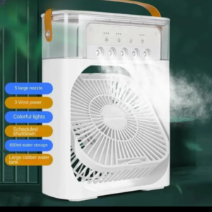 9 Inch Mist Fan | Portable Air Conditioner Fan |  Mist Water, And Humidifier Function | Led Night Light Water Mist | Random Color