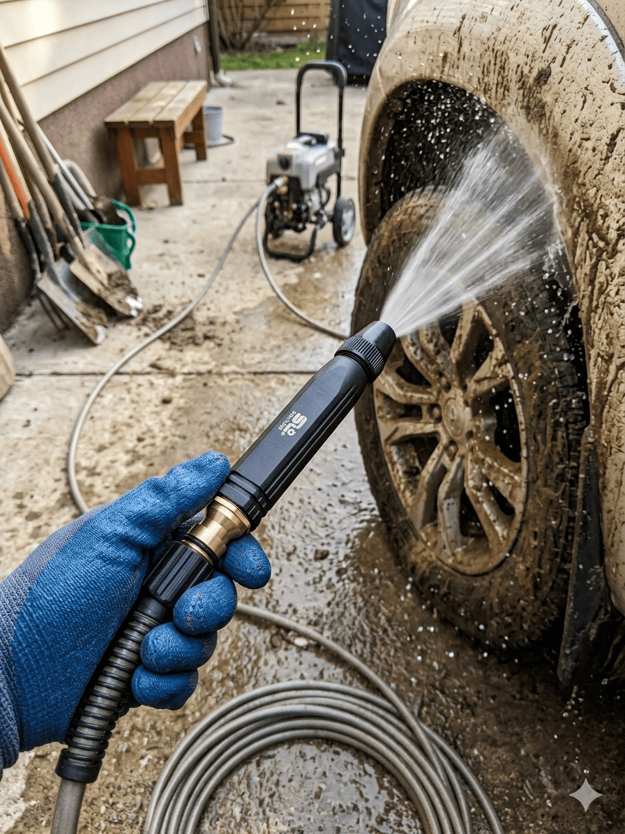 High Pressure SS Material Plastic Adjustable Nozzle Water Spray Gun Versatile Tool For Garden And Cleaning - Image 3