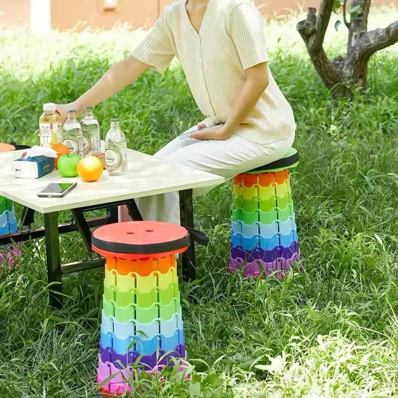 Portable Telescopic Stool Lightweight Collapsible Folding Seat For Camping Fishing Hiking And Outdoor Activities With Adjustable Height (Random Color) - Image 4