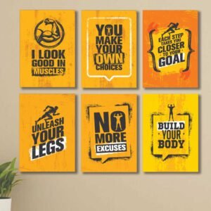 6 PC Wall Decor Cardboard Phototiles With Double For Back Sticking Build Your Body