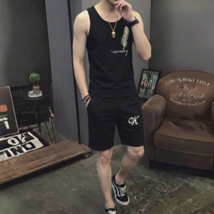 Men's Summer Sando & Shorts Set – Stretchable Cotton Jersey Fabric, Soft Breathable Sleeveless Top and Comfortable