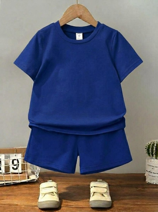 Kids Plain Summer Tracksuit Set – Soft Cotton Blend Half Sleeve T-Shirt & Comfortable Shorts Co-Ord Outfit for Boy - Image 3