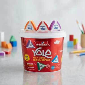 Bahadur YOLO Triangular Eraser Set (Bucket of 72 Pcs)