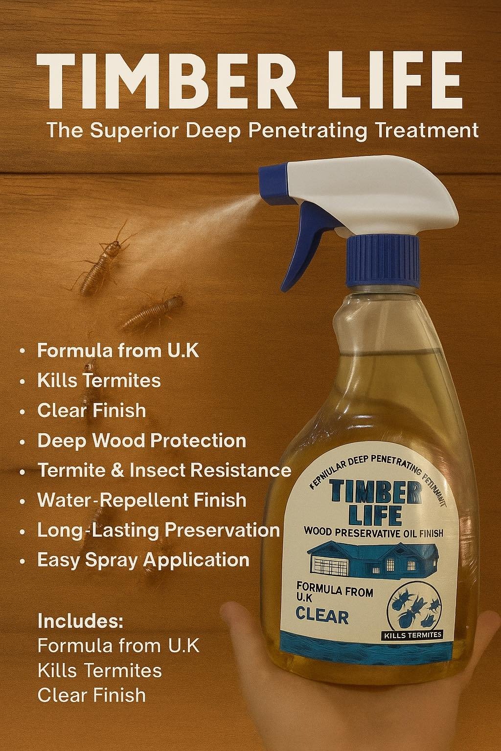 Wood Preservative Spray for Termites | Anti-Termite Protection for Furniture & Wooden Surfaces (500ML) - Image 2