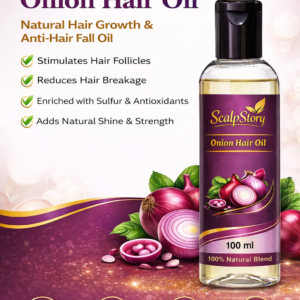 Onion Hair Oil – Natural Hair Growth & Anti-Hair Fall Oil with Sulfur & Antioxidants | Strengthens Roots & Adds Shine | 100 ml