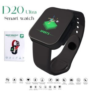 D20 Ultra Fitness Smart Bracelet Watch – Bluetooth Heart Rate & Blood Pressure Monitor (Black)