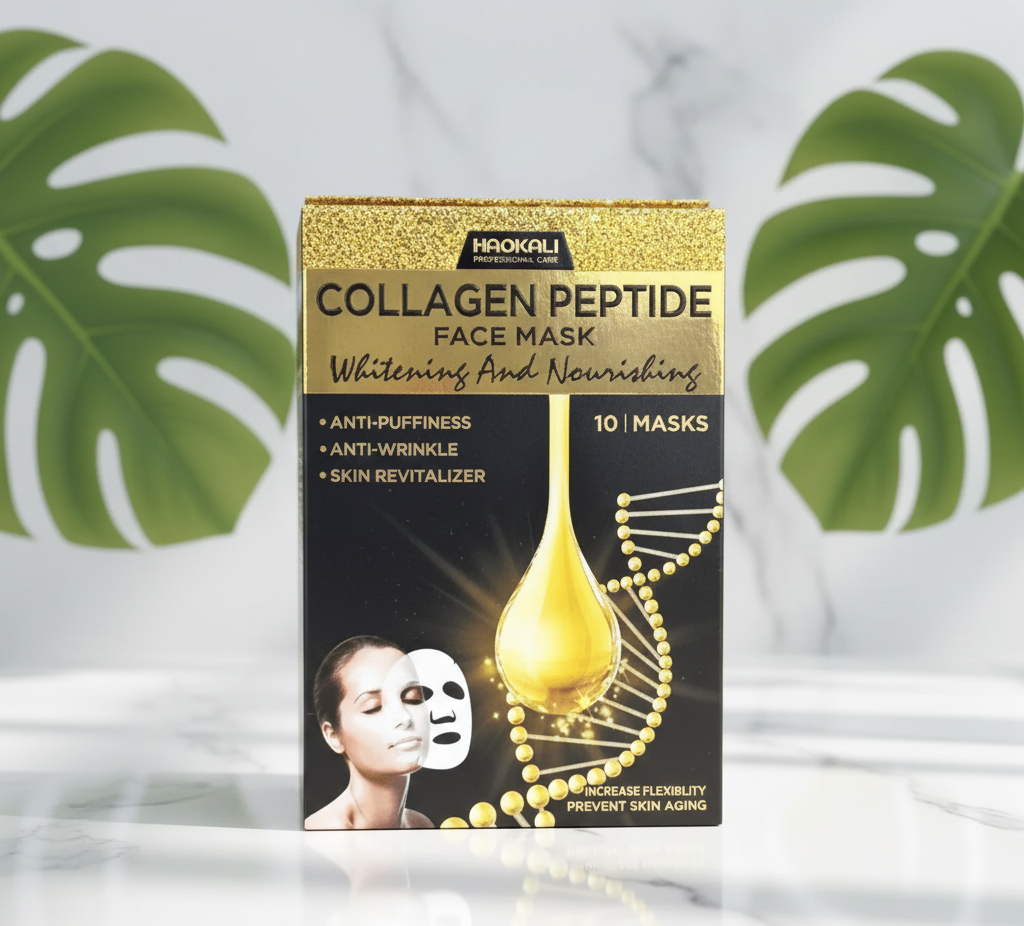 HAOKALI Professional Care Collagen Peptide Face Mask (10-Pack) - Anti-Puffiness, Anti-Wrinkle, Whitening & Nourishing Skin Revitalizer - Image 2