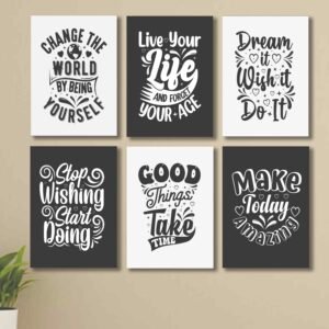 Set of 6 Wall Art Wooden Phototile Frames for Wall Decor