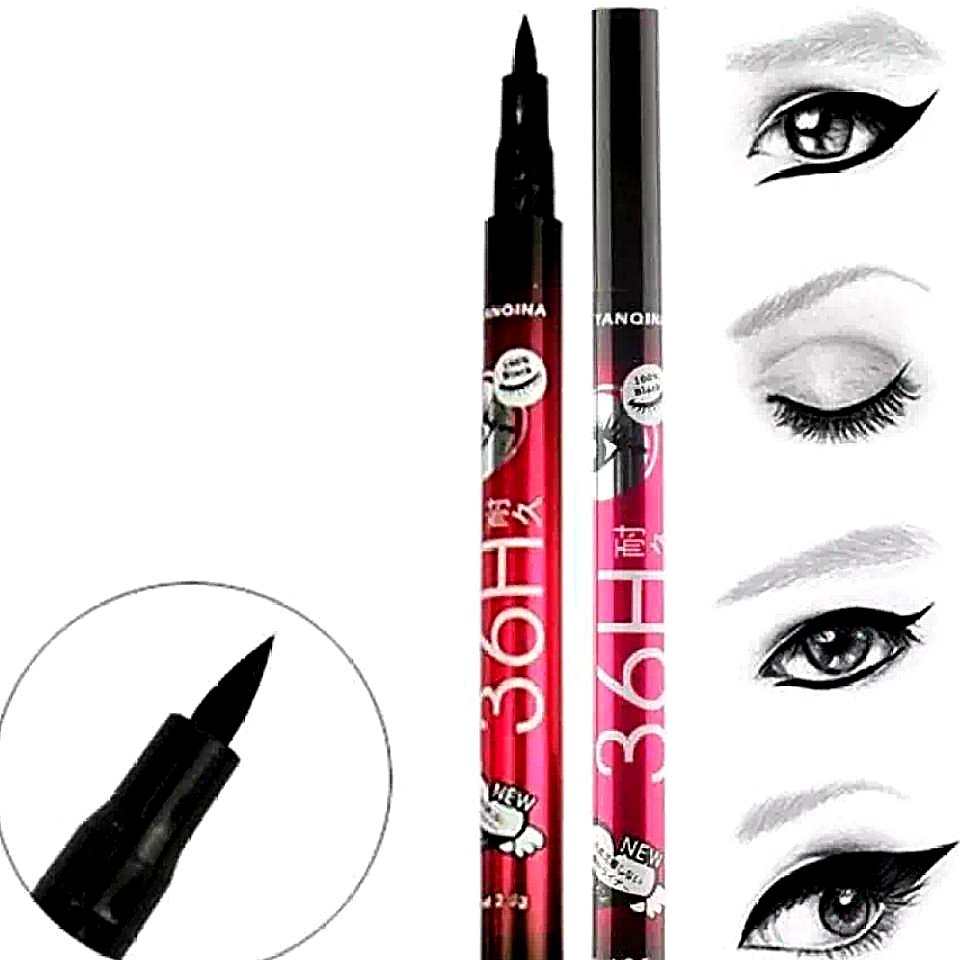 Pack of 6 - 36H Waterproof Liquid Eyeliner Marker - Cosmetic Product Designed For Eye Care And Daily Makeup Routine (Black) - Image 2