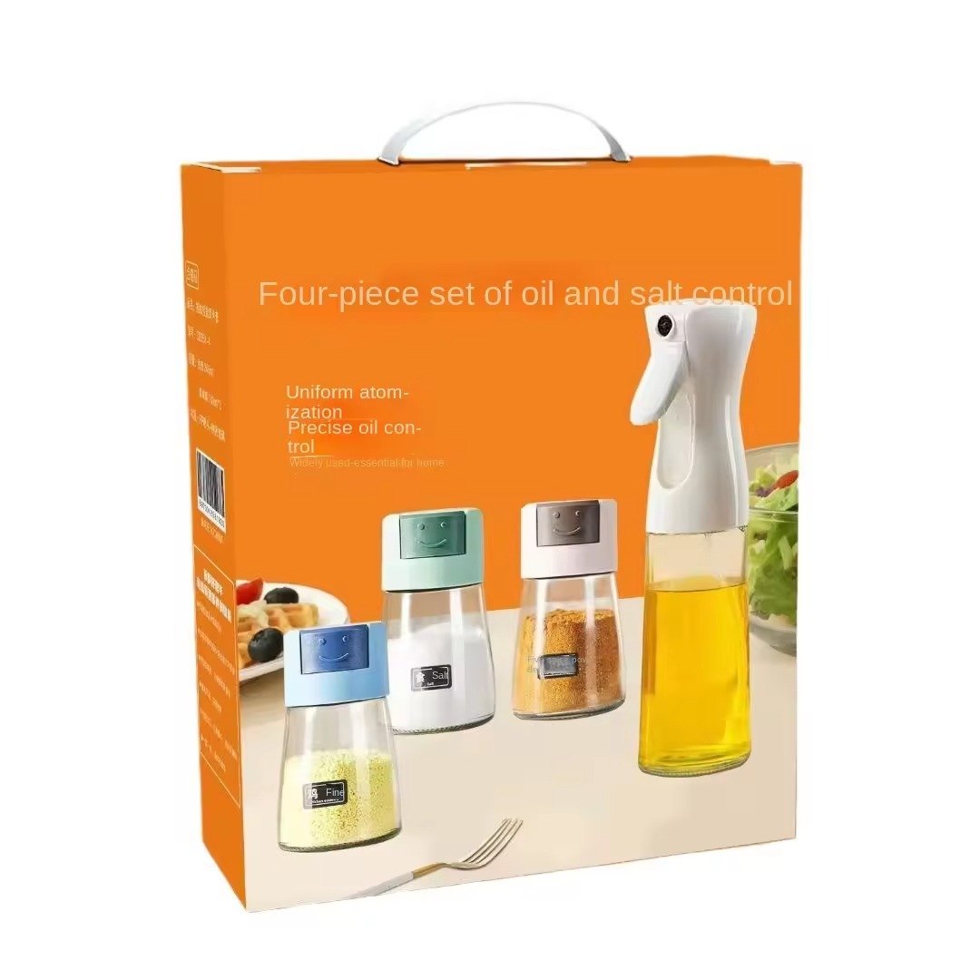4Pcs Oil And Spice Countertop Set Daisy Glass Seasoning Organizer With 3 Jars 180ml And 1 Oil Bottle 245ml - Image 4