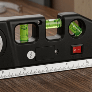 Multipurpose 4-in-1 Laser Level, Ruler, and Spirit Level Tool with Triple Bubble Vials for Precise Home Improvement & Construction Tasks