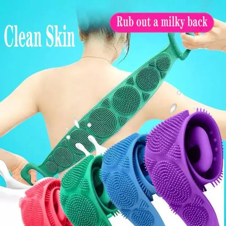 Single Side Silicone Bath Towel Scrubber – Soft Body Cleaning Brush - 27 inch (Random Color) - Image 5