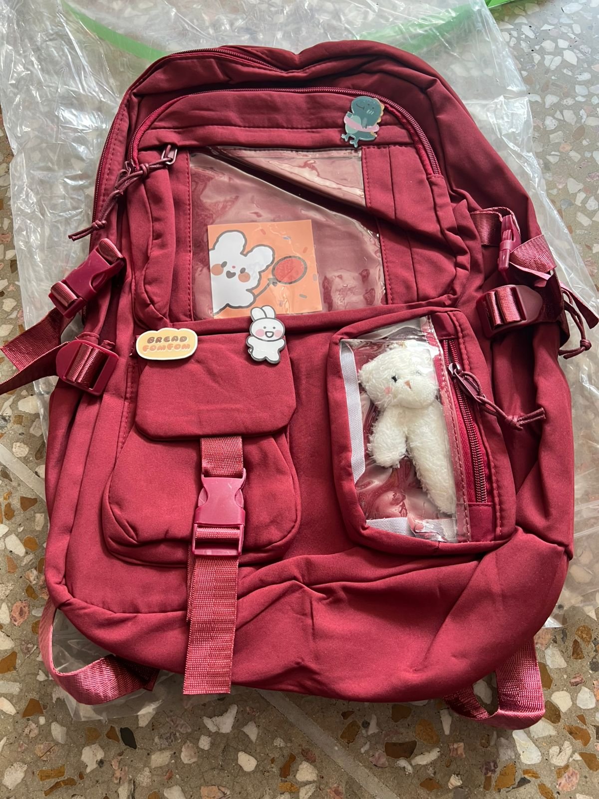 Cute Women Backpack Multi Pocket Canvas School Bag White Student Bag For Teenage Girls - Image 4
