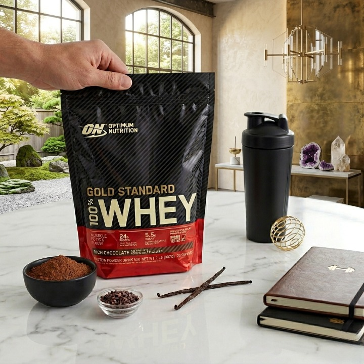 Optimum Nutrition ON Whey Powder Gold Standard Chocolate Flavor 1kg 2lbs Pouch For Muscle Gain - Image 3