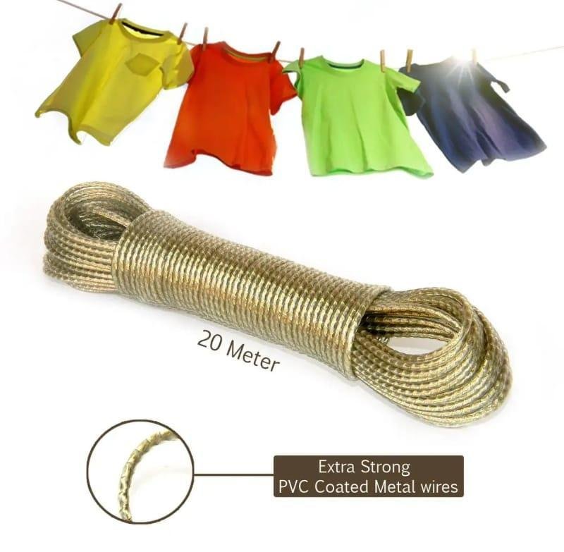 20M PVC Coated Metal Laundry Rope with Tensioner – Strong Outdoor Clothesline Wire (Random Color) - Image 4