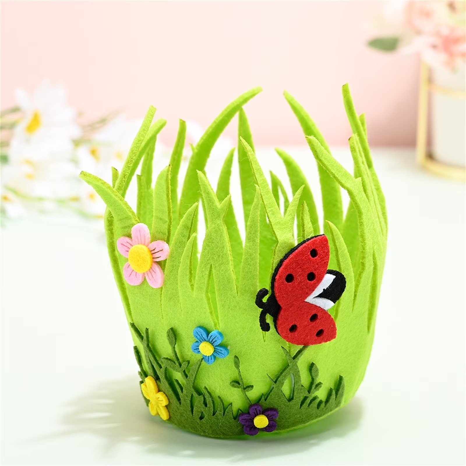 Easter Baskets – Portable Round Non-Woven Buckets for Kids & Adults | Small Woven Party & Birthday Decoration Supplies - Image 4