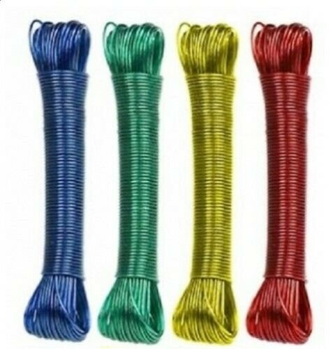 20M PVC Coated Metal Laundry Rope with Tensioner – Strong Outdoor Clothesline Wire (Random Color)