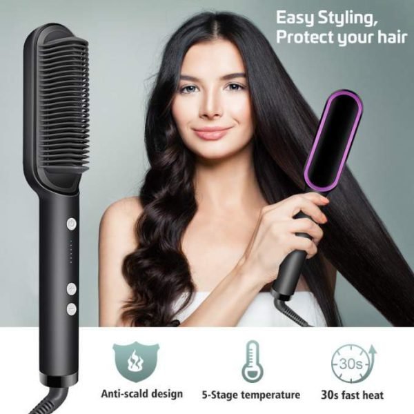Professional Hair Straightener Brush – Anti-Scald Comb with 5 Temperature Settings - Image 3