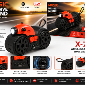 X-723 Motorcycle Design Portable Wireless Speaker with LED Headlight