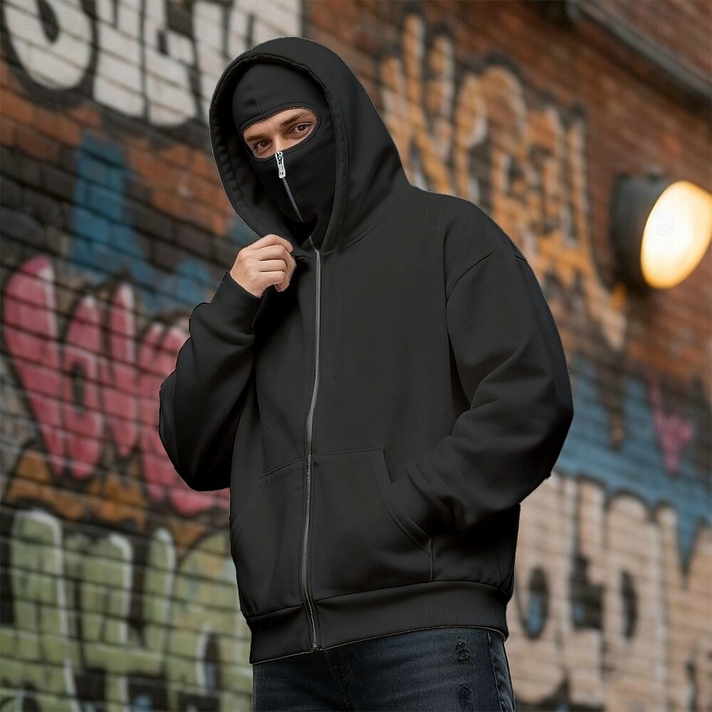 Balaclava Ninja Zipper Hoodie Jacket For Men – Comfy Fashion - Image 4