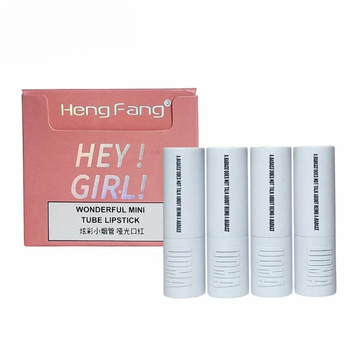 HengFang Hey Girl Mini Velvet Matte Lipstick Set | High Pigment Long-Lasting Lip Color | Pack of 4 Shades - Image 3