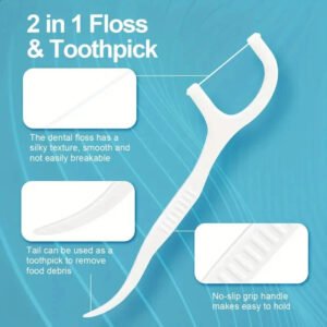 Pack of 10 - Dental Floss Toothpicks Teeth Cleaning Flosser Toothbrush Plastic Toothpick Dental Floss Sticks And Tooth Picks Teeth Plaque Remover (Random Color)