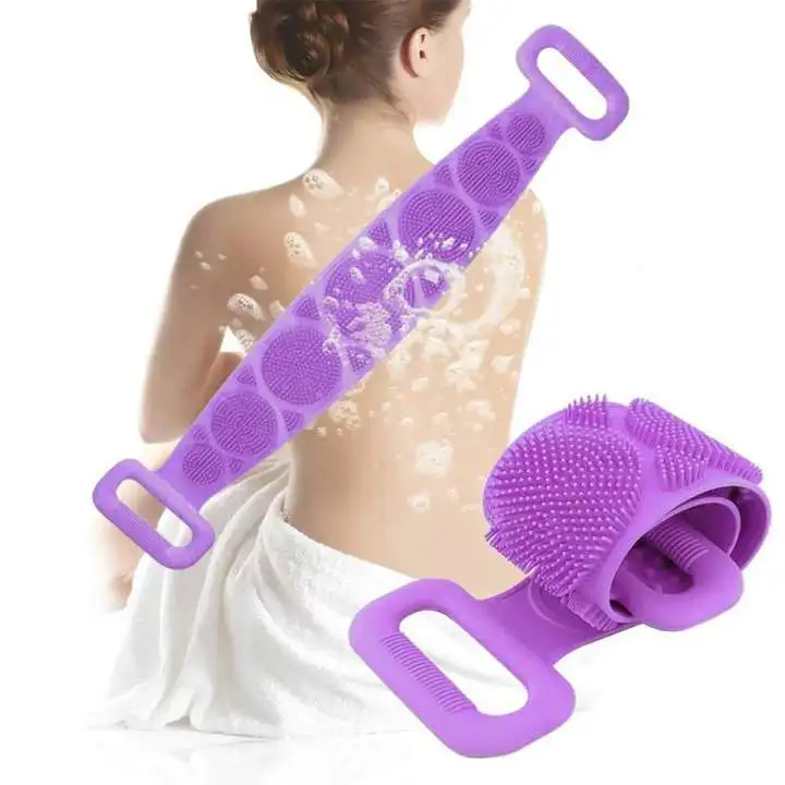 Single Side Silicone Bath Towel Scrubber – Soft Body Cleaning Brush - 27 inch (Random Color) - Image 4