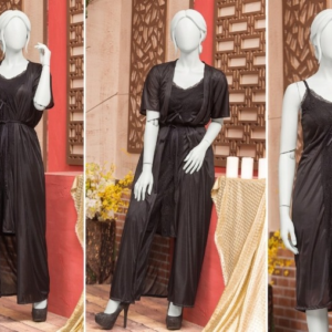 2 Pcs Premium Silk Nightwear Set With Lace | Satin Camisole & Shorts Sleepwear Free Size