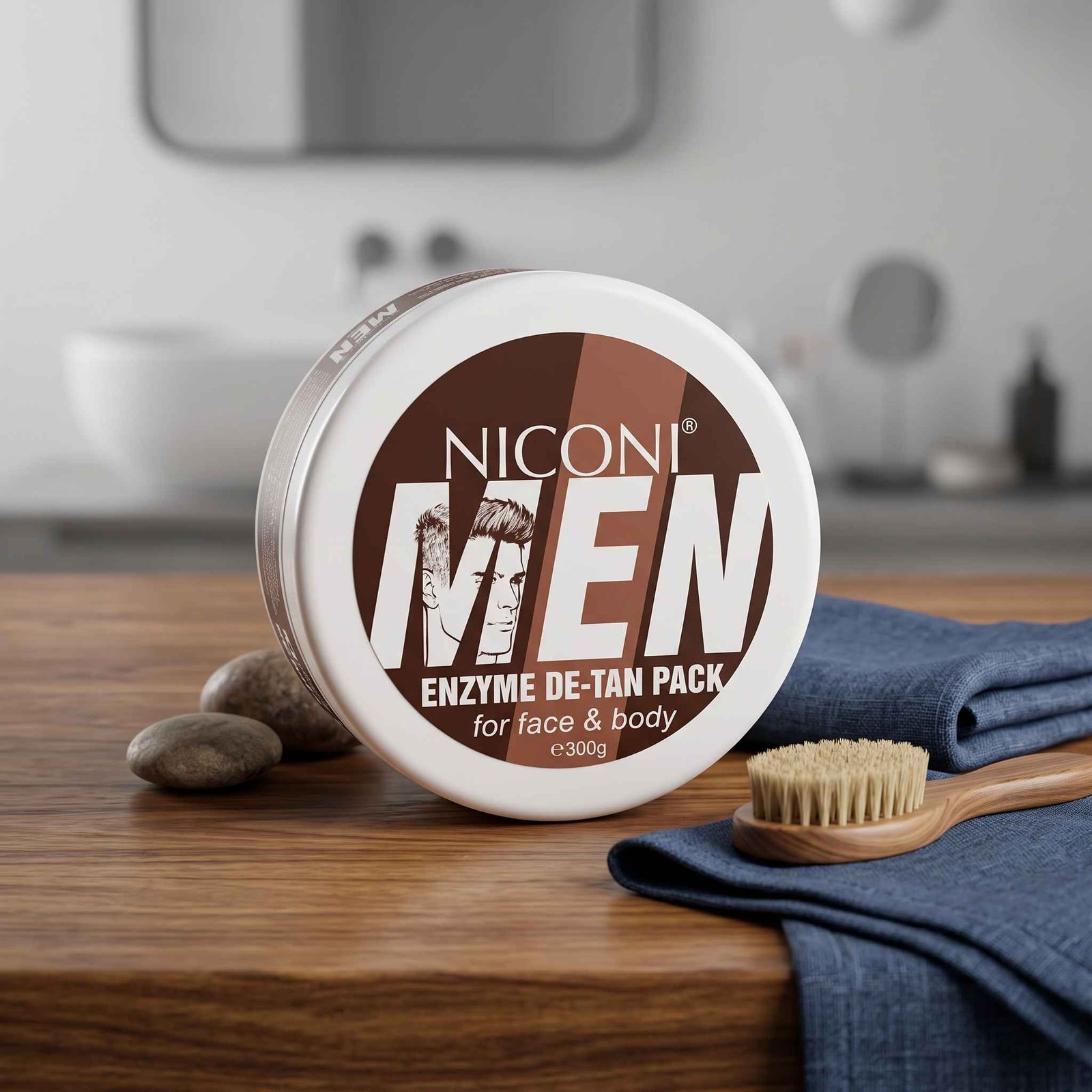 Niconi Men Enzyme De-Tan Pack for Face & Body – 300g - Image 2
