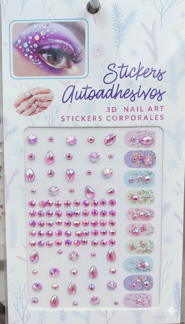 Temporary Tattoo for Women – Rhinestone Gems Face & Body Sticker | Self-Adhesive Crystal Makeup Decoration for Parties & Festivals (Random Design) - Image 4
