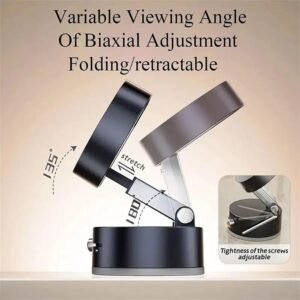 Double-Sided Vacuum Magnetic Phone Holder – Adjustable Foldable Rotating Suction Mount (Black)