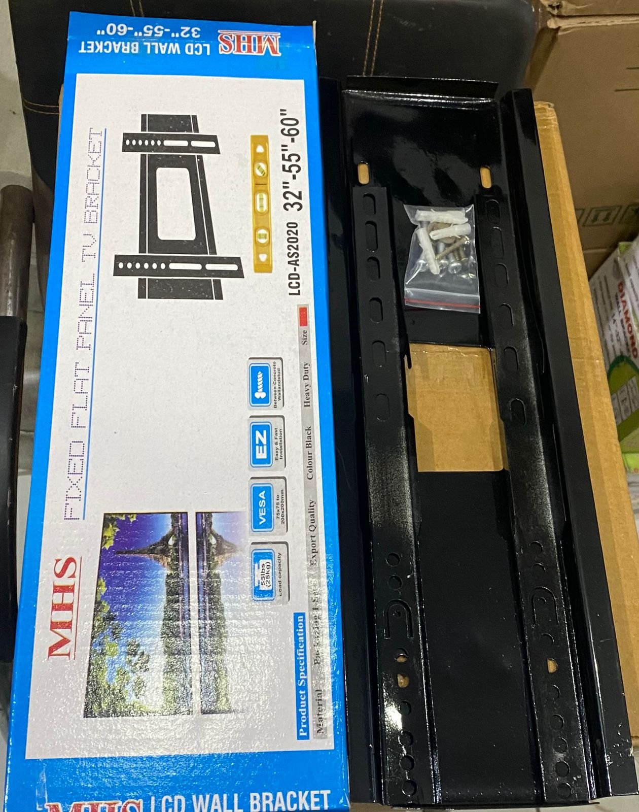 MHS Tv Wall Mount Bracket For 32 - 55 - 60 Inch Led Lcd Smart Tv Heavy Duty Solid Steel Fixed Bracket With Fitting Screws - Image 3