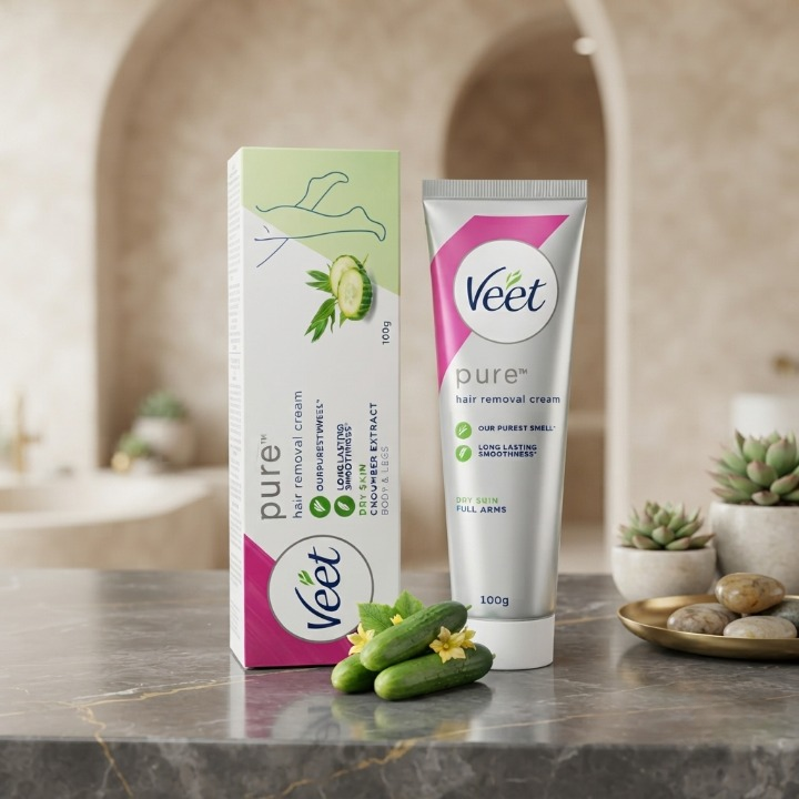 Veet Pure Hair Removal Cream For Dry Skin 100g Is Specially Formulated To Provide Gentle And Effective Hair Removal - Image 2